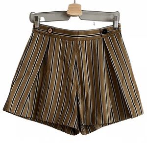 Sandro Bermuda striped shorts. Cotton. Beige/ Green. Size 36/US size 0.